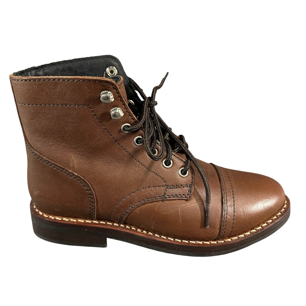 Thursday Boot Co Captain Brandy Leather Lace Up Cap Toe Boots Women's 6